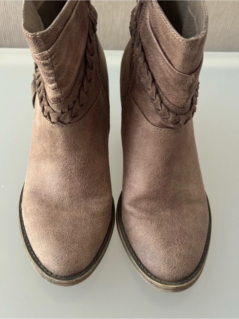 Jellypop Taupe Braided Ankle Booties